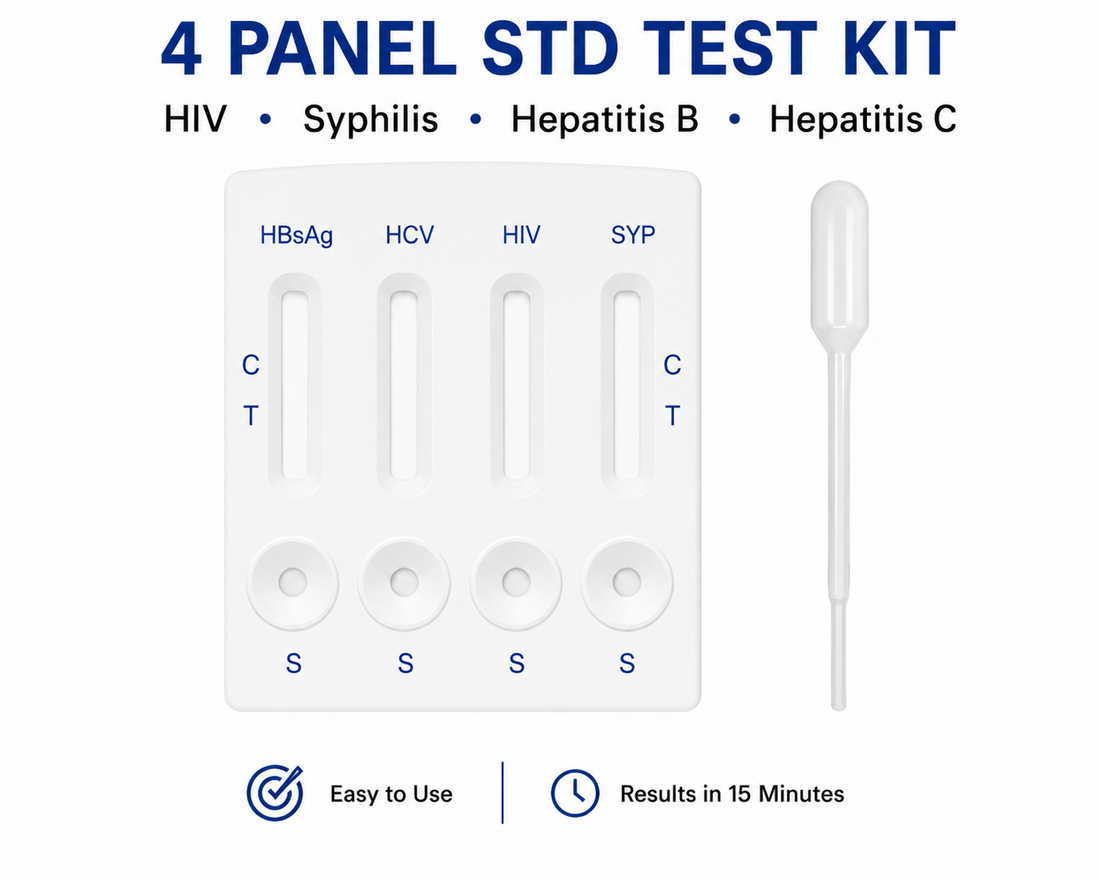 4 Panel STD Test Kit – HIV, Syphilis, Hepatitis B & Hepatitis C