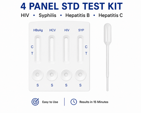 4 Panel STD Test Kit – HIV, Syphilis, Hepatitis B & Hepatitis C